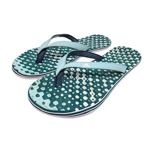 Adidas Eezay Women's 8 Polka Dot Pink Green Slide Flip Flop Sandals Beach Pool